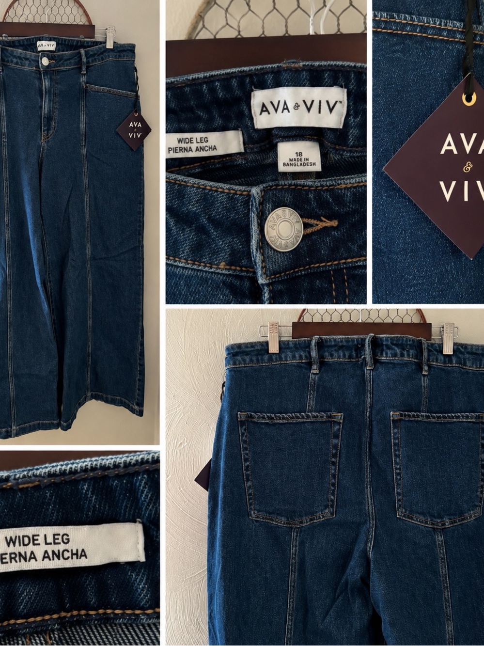 Ava & Viv Wide Leg Jeans Size 18 NWT Dark Indigo